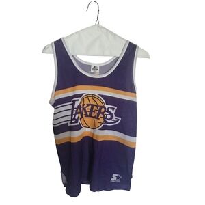 Vintage Starter Los Angeles Lakers Mesh Jersey Tank Top Purple Mens Large USA